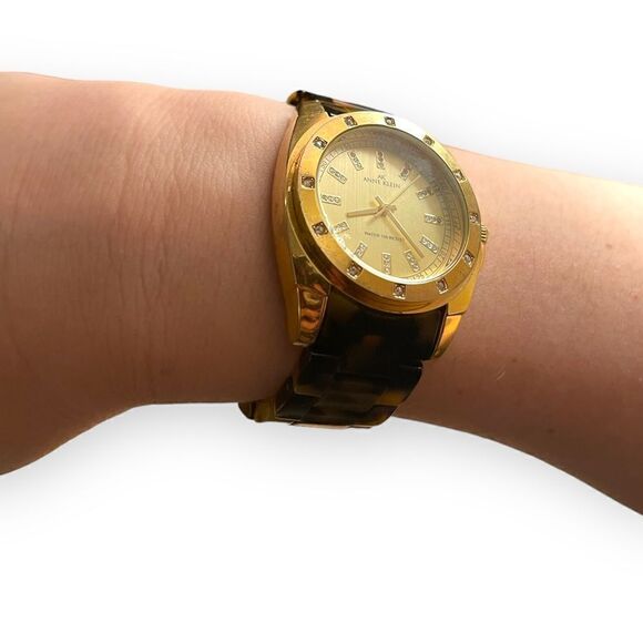 Anne Klein Gold Tone Swarovski Crystal Faux Tortoise Band (10/9178) Watch - Picture 5 of 14